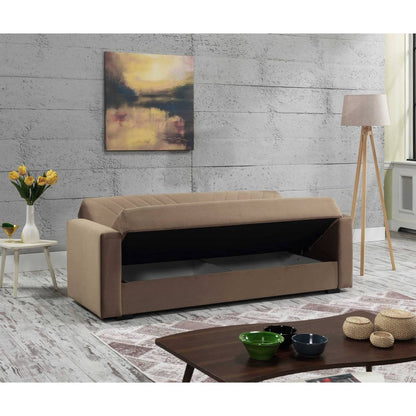 3-Seater Adda Sofa Bed, Linear Storage Sofa with 2 Cushions, Click-Clack Opening Fabric Living Room Sofa, 214x81x89 cm, Available in 2 Colors