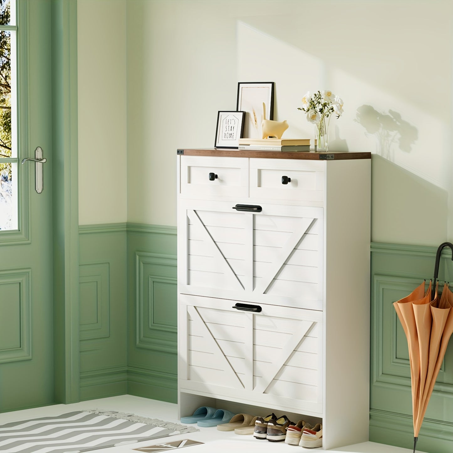 Witte Schoenenkast – Schoenenkast Met Lade – Schoenopberger – Schoenmeubel – Schoenenrek – Verstelbare Binnenpanelen – Anti-Kantelbeveiliging – MDF Met Melamine – Vrijstaand – 80x24,5x108 cm