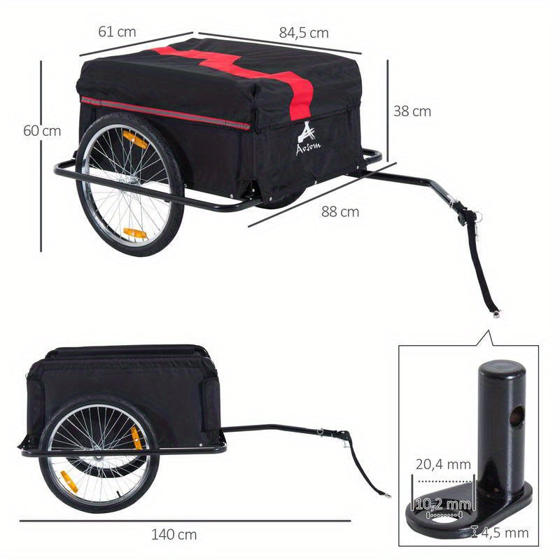 Vouwbare Fietskar – Fietsaanhanger – Transportkar – Bagagekar – Handkar – Draagvermogen 40 kg – Afmetingen 140x88x60 cm