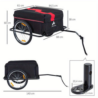 Vouwbare Fietskar – Fietsaanhanger – Transportkar – Bagagekar – Handkar – Draagvermogen 40 kg – Afmetingen 140x88x60 cm