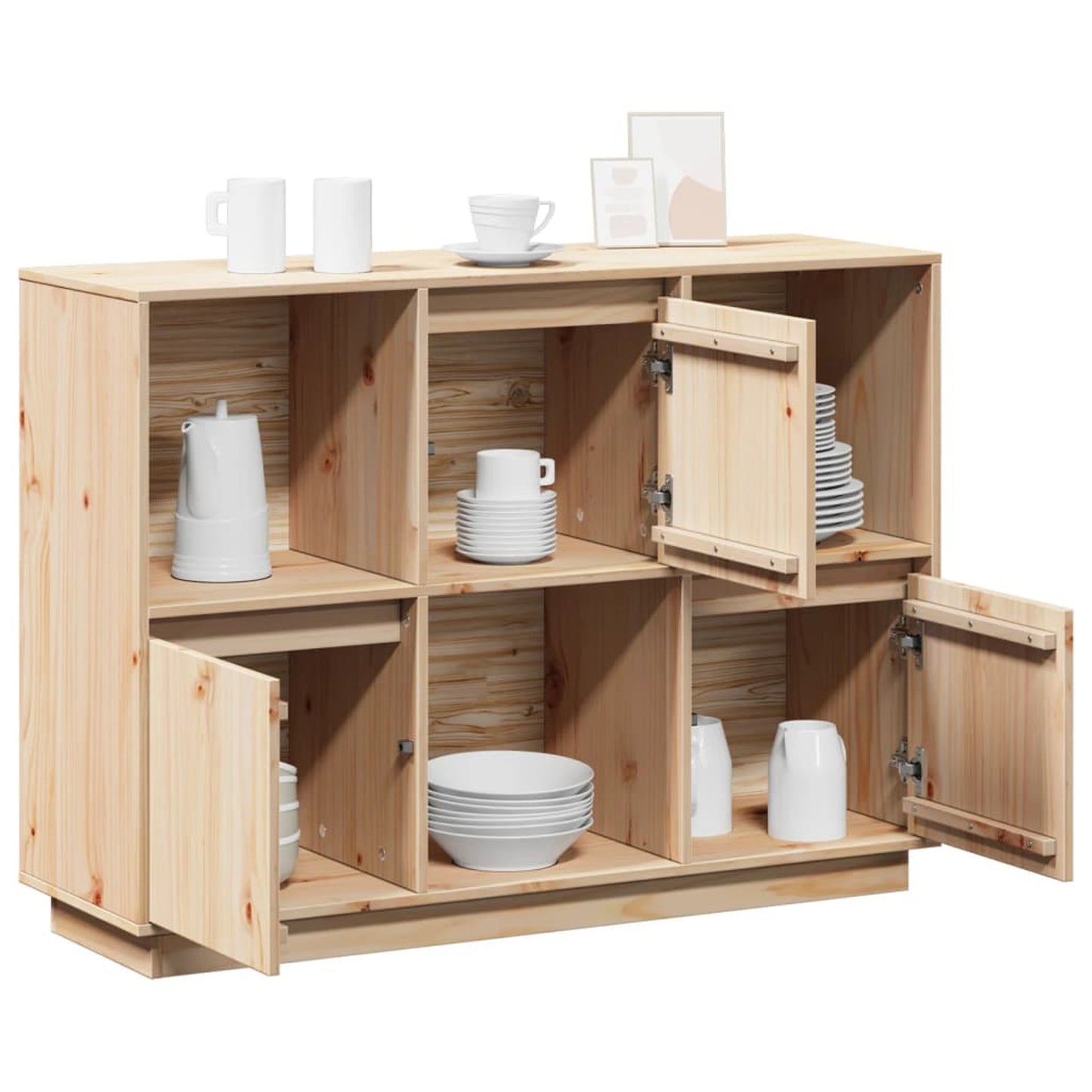 Dressoir – Sideboard – Opbergkast – Ladekast – Opbergmeubel – Massief Grenenhout – Inclusief Opbergboxen 110,5x35x80 cm