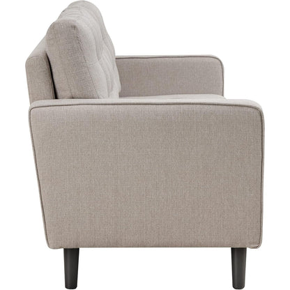 Bankstel – 3-Zitsbank – Sofa – Zitbank – Woonkamerbank – Beige Stof – Ademend Katoen – Houten Frame – Comfortabel & Duurzaam