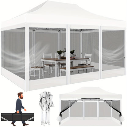 Pop-Up Tent – Vouwtent – Partytent – Pavillon – Schaduwdoek – Wit – 3x4,5 Meter – Ademend Muskietengaas – Waterafstotend Oxford Doek