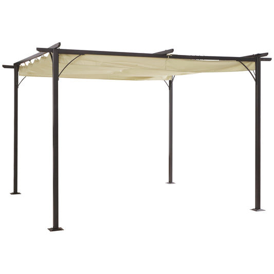 Outsunny Retractable Pergola 4 x 4 m metal structure epoxy black anti-corrosion + high density polyester fabric 180 g/m² beige included