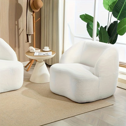 Eenpersoonsbank – Eenpersoonsbankje – Fauteuil – Loungechair – Zitshoek – Wit – Compact Formaat – Comfortabele Katoenen Kussens