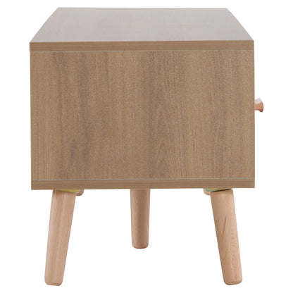 TV Meubel – TV Kast – TV Dressoir – Lowboard – TV Meubelen – Scandinavisch Design – 150x35x39 CM – Lichte Houtstructuur Met Witte Fronten