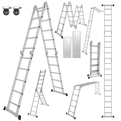 Aluminium Ladder – Opvouwbare Ladder – Vouwladder – Steiger – Werkplatform – Lichtgewicht & Veilig – Max. Draagkracht 150 kg