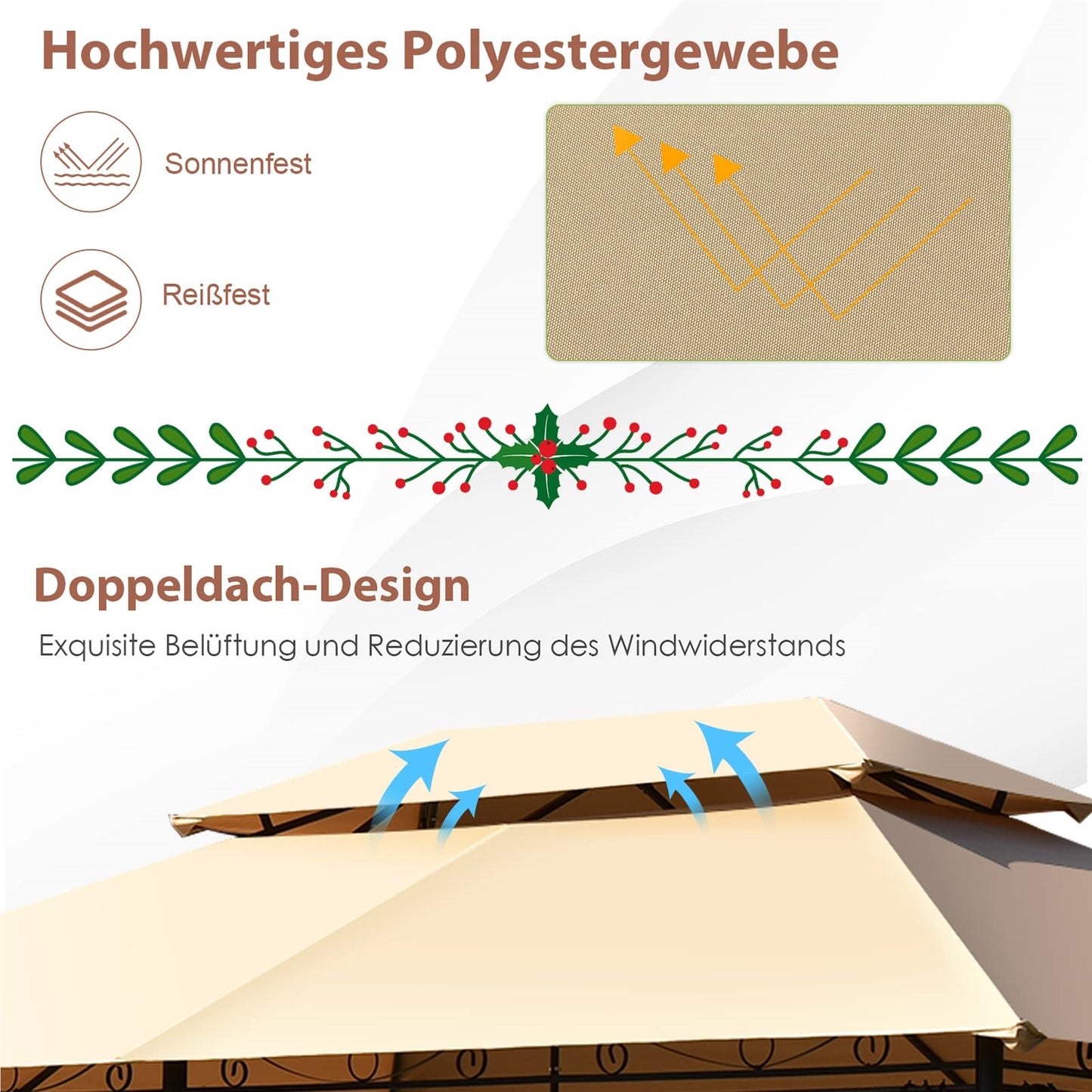 Metalen Tuinpaviljoen – Partytent – Prieel – Paviljoen – Tenten – Verwijderbare Zijwanden – Stevig Stalen Frame – 3 x 4 m Bruin