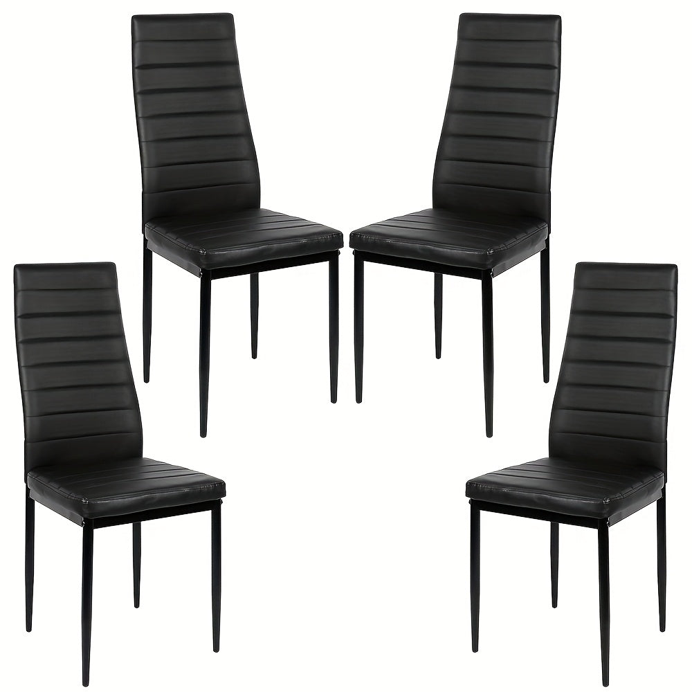 Eetstoel – Eetkamerstoel – Keukenstoel – Stoel – Kuipstoel – Kunstleer Bekleed – Stevig Metalen Frame – Set Van 4 – 42x48x45 cm – Comfortabele Gewatteerde Zitting