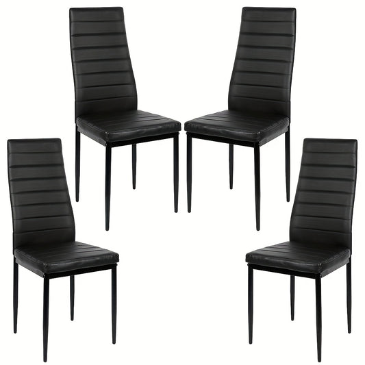 Eetstoel – Eetkamerstoel – Keukenstoel – Stoel – Kuipstoel – Kunstleer Bekleed – Stevig Metalen Frame – Set Van 4 – 42x48x45 cm – Comfortabele Gewatteerde Zitting