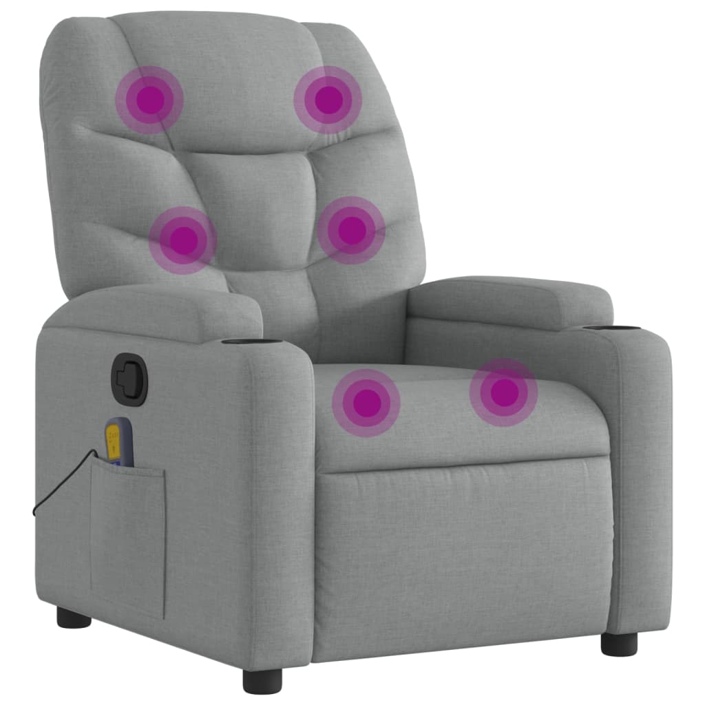 Massagestoel – Massagefauteuil – Relaxfauteuil – Relaxstoel – Ergonomische Stoel – Lichtgrijze Stof – Handmatige Verstelbare Rugleuning Tot 135 Graden