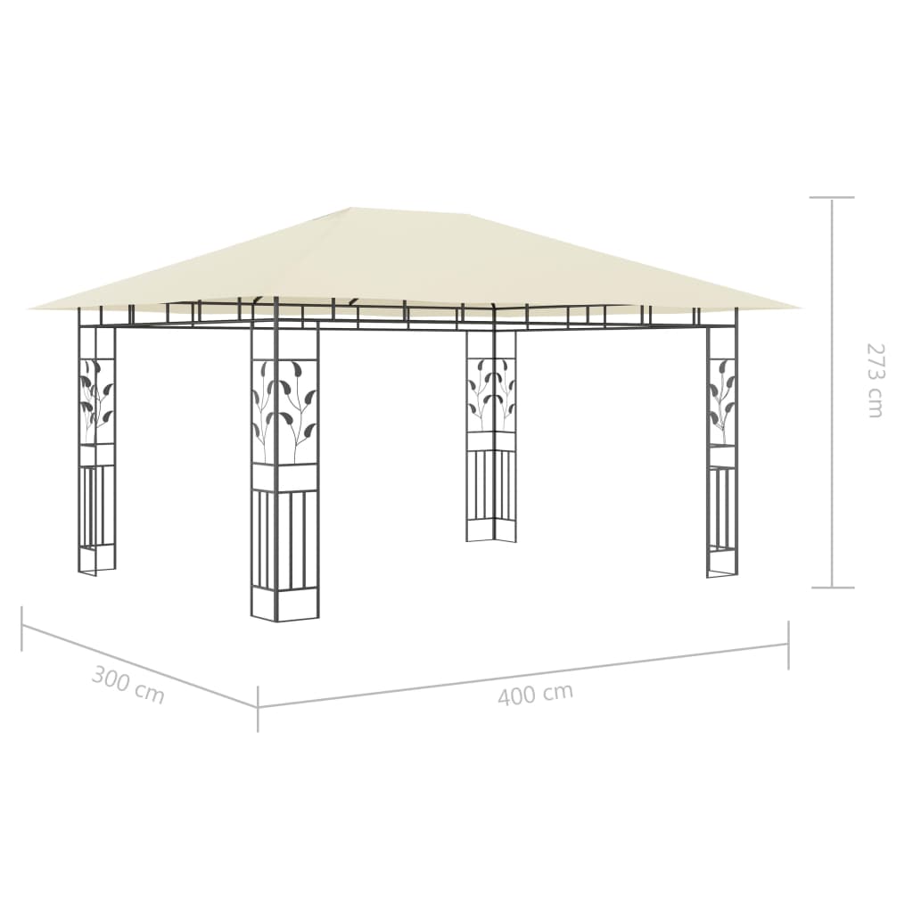 Zonnescherm – Tuinpaviljoen – Overkapping – Pergola – Prieel – 4x3 Meter – Stabiel Staalframe – Ingebouwde Lichtslinger