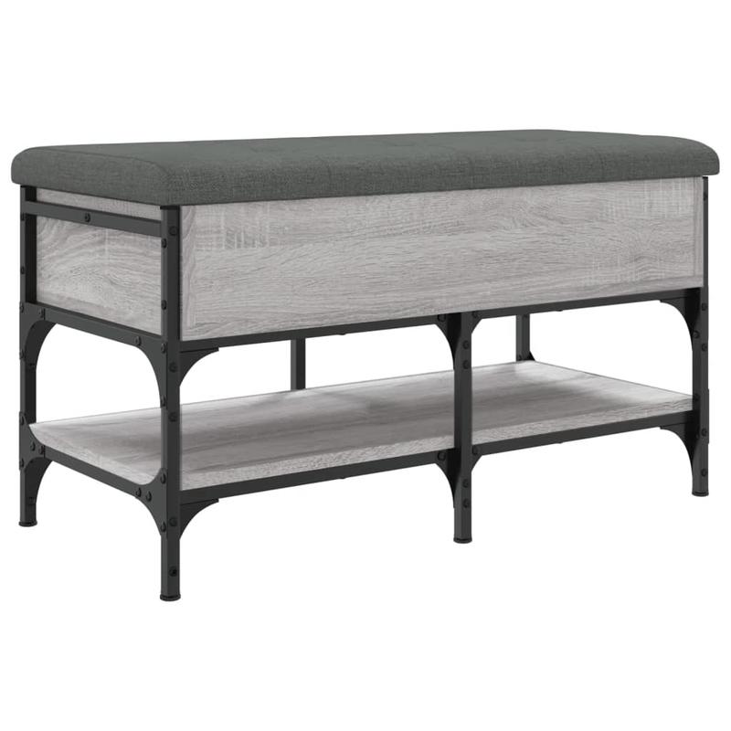 Modern Gray Sonoma Shoe Bench with Cushioned & Storage - Frame & Particleboard, Padded Entryway Bench with Shoe Rack, Space-Saving Freestanding Furniture (Under 68.58cm Height, <3.2 Cu Ft) for Hallway, Mudroom, Small