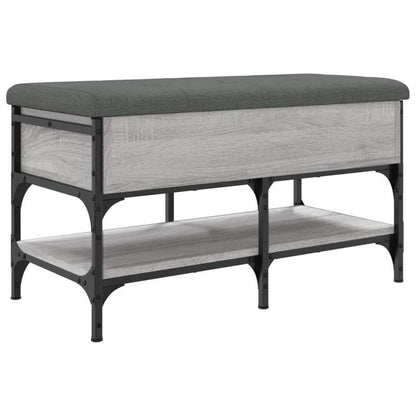 Modern Gray Sonoma Shoe Bench with Cushioned & Storage - Frame & Particleboard, Padded Entryway Bench with Shoe Rack, Space-Saving Freestanding Furniture (Under 68.58cm Height, <3.2 Cu Ft) for Hallway, Mudroom, Small