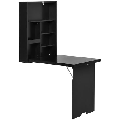 Opklapbare Wandtafel – Vouwbureau – Muurtafel – Inklapbare Werkplek – Slimme Opbergruimte – Ruimtebesparend – Robuust MDF Zwart 60x94,5x147 cm