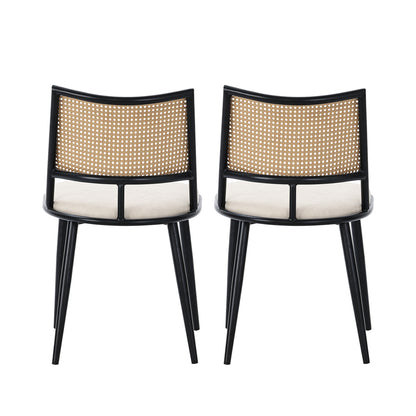 Dining chairs, rattan chairs typically possess a natural, lightweight appearance, lending an organic feel to both indoor and outdoor spaces. The design of these chairs is generally simple yet elegant, available as a set of tw