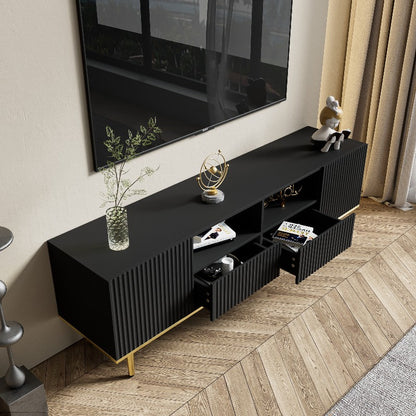 TV Meubel – Media Console – Entertainmentkast – TV Kast – Meubel Voor Flat Screen – Met Gouden Metalen Poten – Stevige Constructie – Modern Design