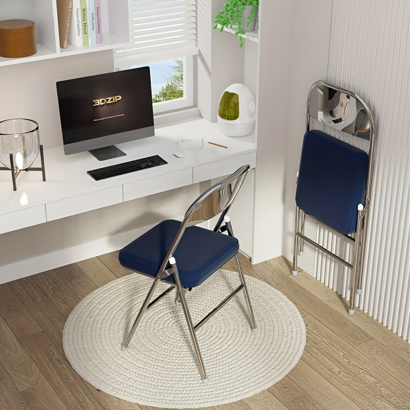 Set van 4 Eetkamerstoelen – Blauw Kunstleer met Comfortabele Bekleding – Stijlvol Ontwerp voor Restaurant, Woonkamer, Keuken of Conferentieruimte