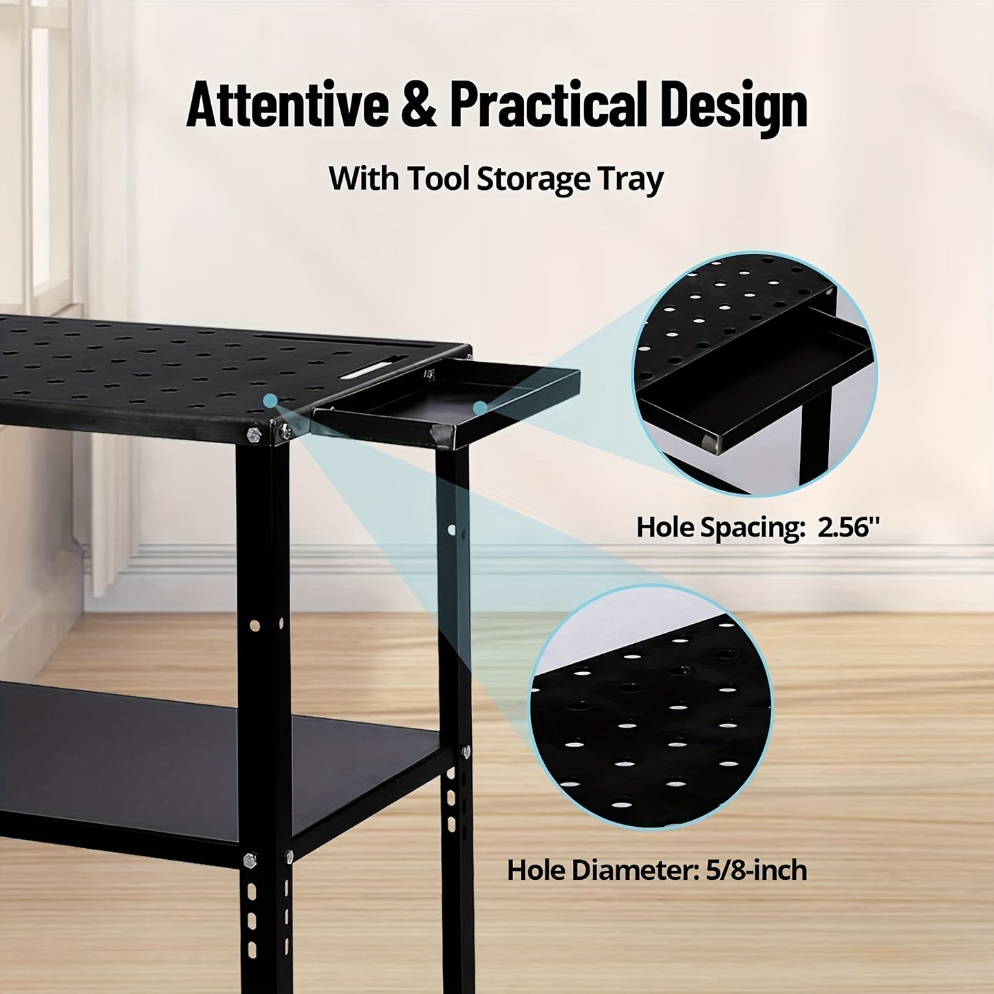 Heavy-Duty Steel Welding Table with 5/8" Holes & Fixture System - Industrial Workbench with Locking Casters, 68.04 KG Capacity, Adjustable Height, 36"x18" Large Work Surface, Sturdy Welding Cart for Workshop, Factory - No Pow