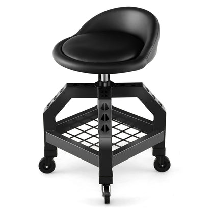 Werkkruk – Mechaniekkruk – Montagestoel – Swivel Kruk – Mobiele Kruk – Verstelbare Hoogte 57-70 cm – Met Wieltjes en Stevig Metalen Frame