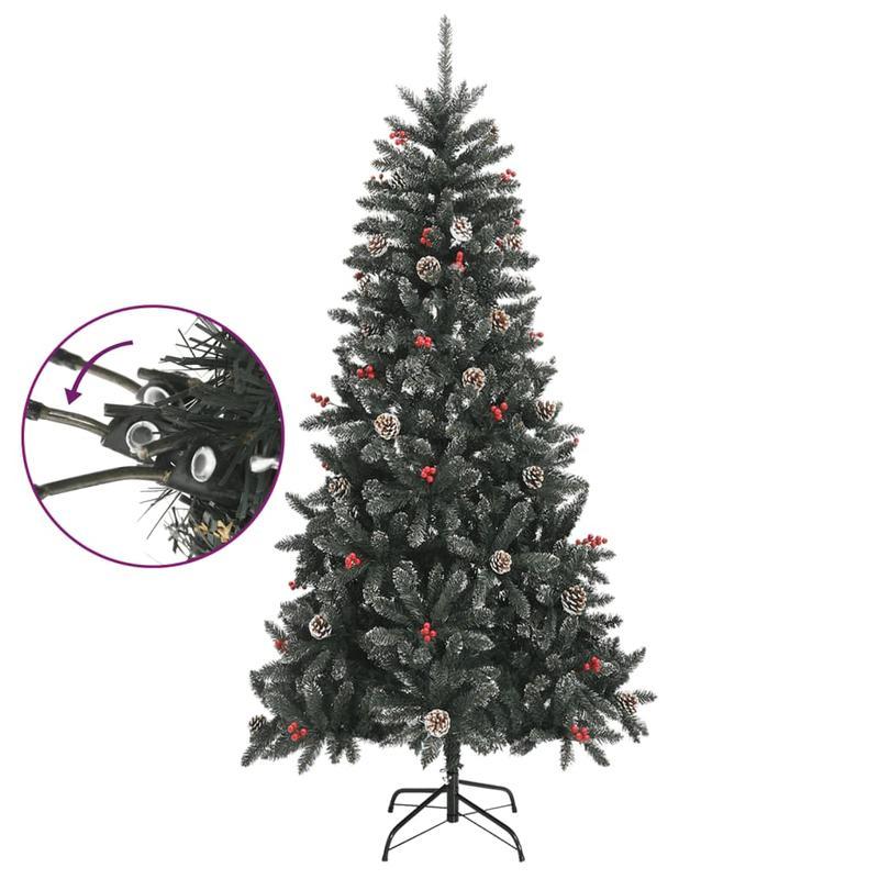 Kerstboom Kunstboom Kunstkerstboom Kunstversiering Nepboom – 210 cm Groen PVC – Natuurlijk Uitziende Dennennaalden – Stevige Metalen Standaard