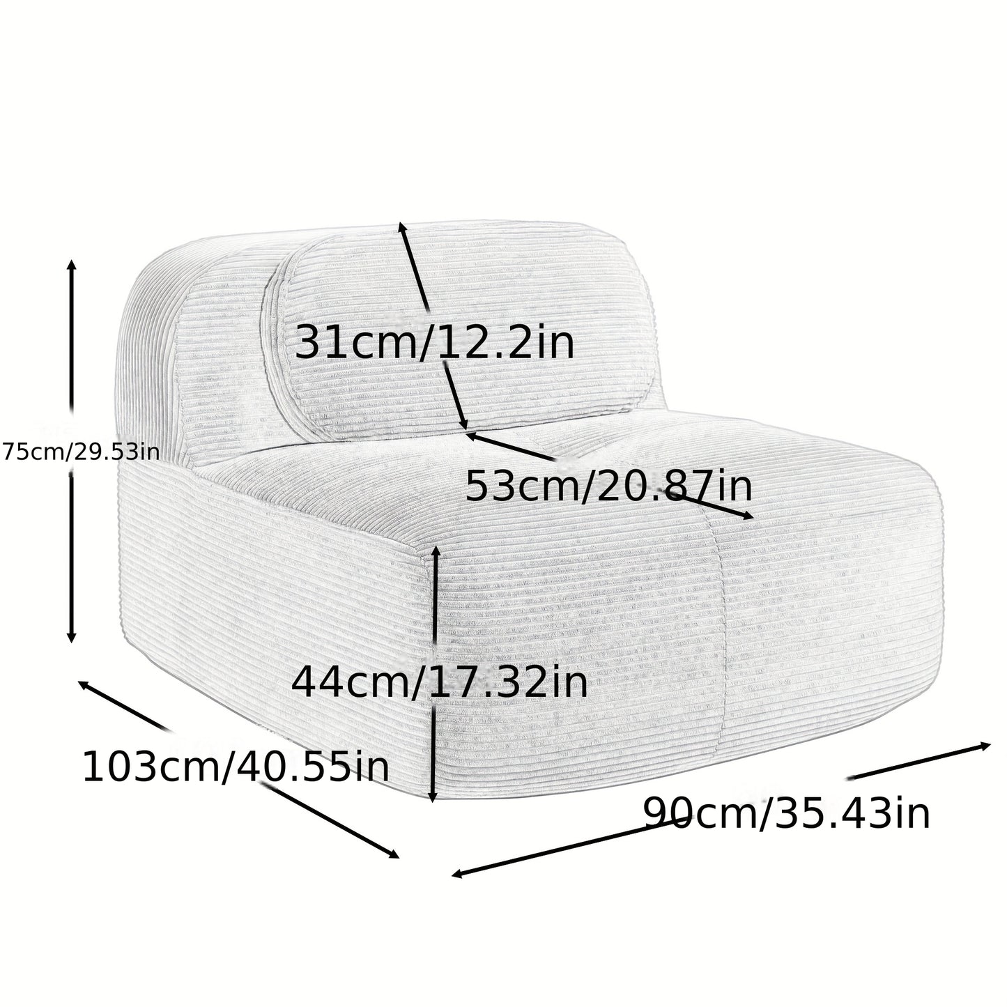 Fauteuil – Zitzak – Relaxstoel – Lounge Chair – Groene Bekleding – Compact Armlos Ontwerp – Comfortabele Kussens