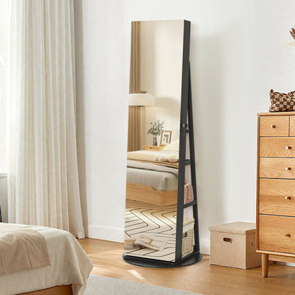 3-in-1 Sieradekast – Sieradenkast – Staande Spiegelkast – Draaibare Spiegel – Opbergrek Sieraden – 360° Draaibaar – Afsluitbaar Met Slot – Wit – 161 x 54,5 x 10 cm
