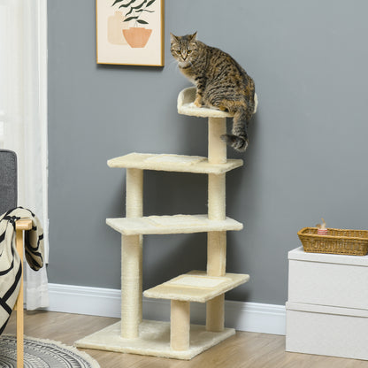 Krabpaal – Kattenboom – Krabmeubel – Kattentoren – Kattenkrabpaal – 100 cm Hoog – Sisal Krabstokken – Meerdere Niveaus – Beige