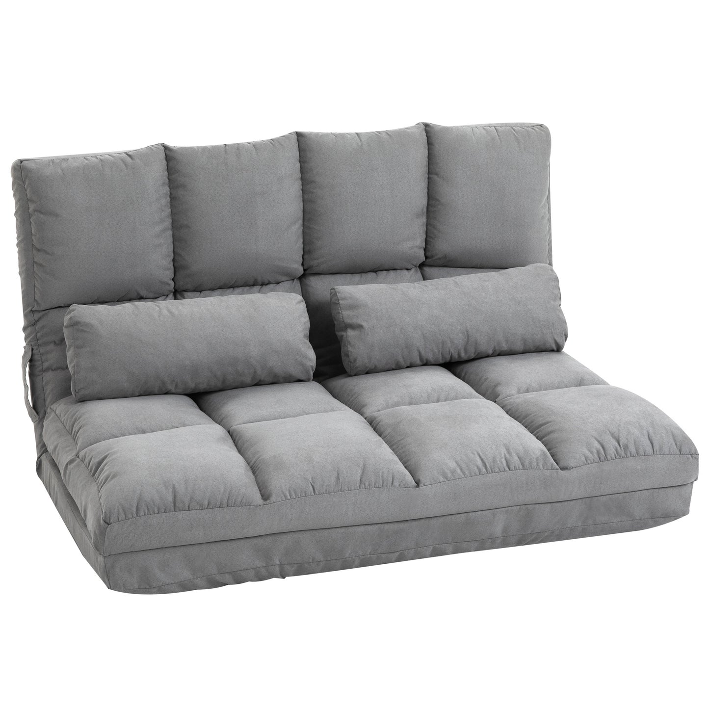 Slaapstoel – Slaapbank – Slaapfauteuil – Zetelbed – Vouwbed – Verstelbare Rugleuning 14 Standen – Suede-achtig Polyester Lichtgrijs – Inclusief 2 Kussens