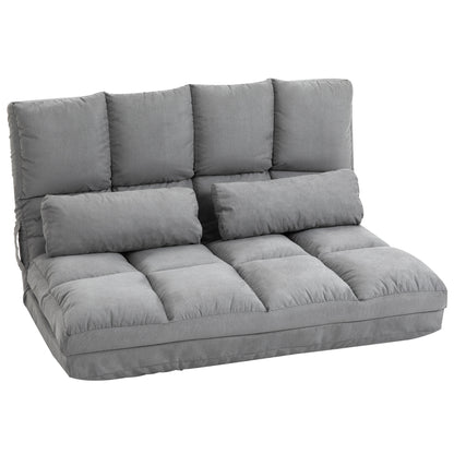 Slaapstoel – Slaapbank – Slaapfauteuil – Zetelbed – Vouwbed – Verstelbare Rugleuning 14 Standen – Suede-achtig Polyester Lichtgrijs – Inclusief 2 Kussens