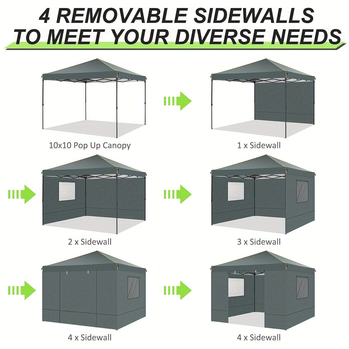 Pop-up Tent – Partytent – Vouwtent – Kiosk – Klaptent – Khaki – 3,05x3,05 meter – Verstelbare Hoogte Met Stevig Metalen Frame
