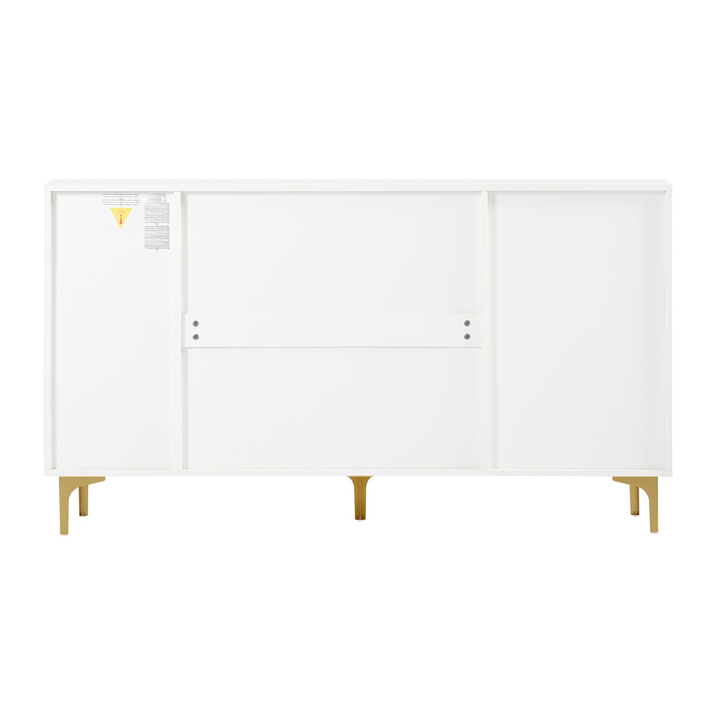 Sideboard – Dressoir – Buffetkast – Opbergkast – Kast – Modern Wit – Greeploos Design – Glasvitrine – Gouden Metalen Pootjes – 150x38x85 cm – MDF