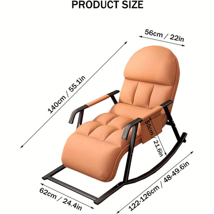 Schommelstoel – Schommelstoel Met Kussen – Rocking Chair – Relaxstoel – Ligstoel – Metalen Frame – Zacht Katoenen Zitkussen – Handmatige Rugleuning – Compact Ontwerp – Blauw