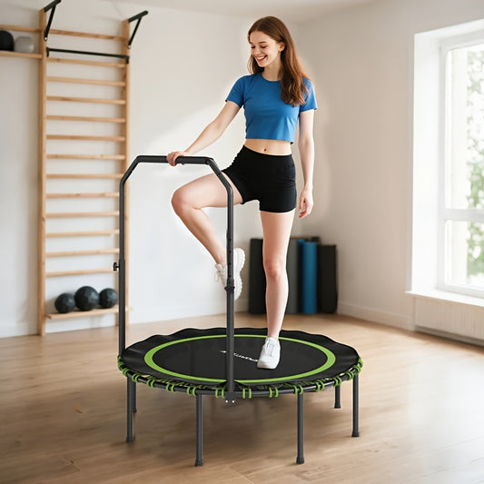 1 Foldable Indoor Fitness Exercise Workout Rebounder | 4-Level Adjustable Foam Handle, Supports Up to 150kg, Green