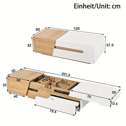 Uitschuiftafel – Salontafel – Klaptafel – Vouwtafel – Eettafel – Verborgen Opbergruimte – Volledig Voorgemonteerd
