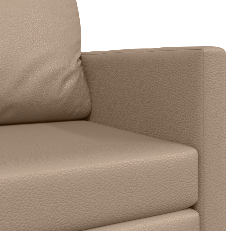 Bankbed – Slaapbank – Bedbank – Slaapbank met Chaise Longue – Loveseat – Ruimtebesparend Design – Massief Houten Frame en Metalen Ondersteuning – 124x71x78 cm – Cappuccino Synthetisch Leer