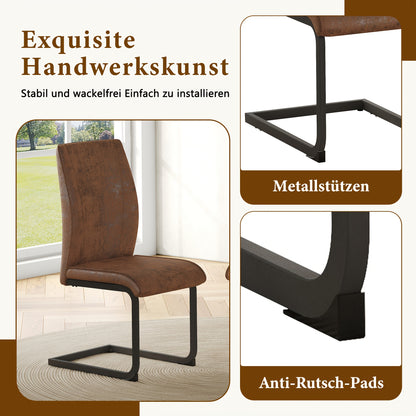 Eetkamerstoelen – Stoelen – Kuipstoelen – Set van 2 – Bruin vintage look – Suède-imitatie bekleding – Ergonomisch design – Comfortabel zitoppervlak