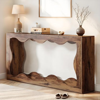 Smalle Sidetable – Smal Sideboard – Smalle Console Tafel – Smalle Bijzettafel – Smalle Haltafel – Landelijke Woonkamer Tafel – 160 cm Breed – Robuust Houten Blad