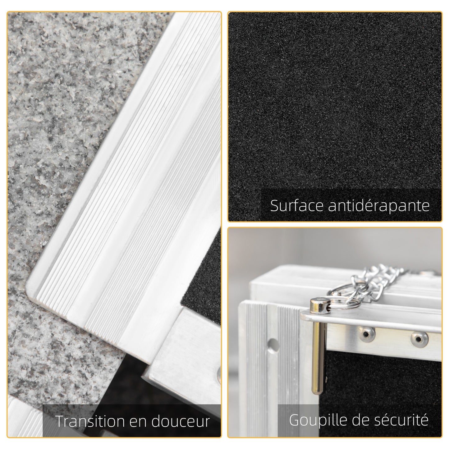 Oprijplaat – Rolstoelhelling – Drempelhulp – Oprit – Toegangsramp – Aluminium – Antislipoppervlak – 183 x 73,5 cm – Max 270 kg
