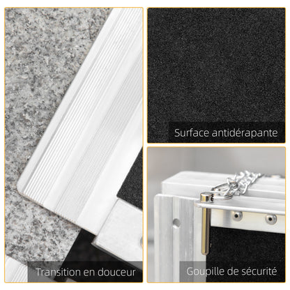 Oprijplaat – Rolstoelhelling – Drempelhulp – Oprit – Toegangsramp – Aluminium – Antislipoppervlak – 183 x 73,5 cm – Max 270 kg
