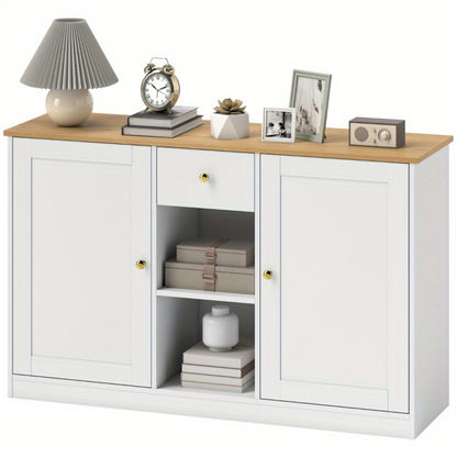 Dressoir – Sideboard – Opbergkast – Buffetkast – Kast – Wit – 120 cm Breed – Melamine Met Lade En Deuren