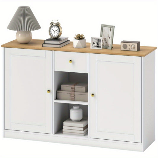 Dressoir – Sideboard – Opbergkast – Buffetkast – Kast – Wit – 120 cm Breed – Melamine Met Lade En Deuren