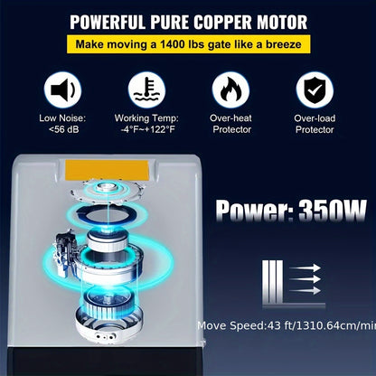 Poortopener – Poortmotor – Poortautomatisering – Schuifpoortopener – Hekopener – 370W Krachtige Motor – 66 RPM Snelheid