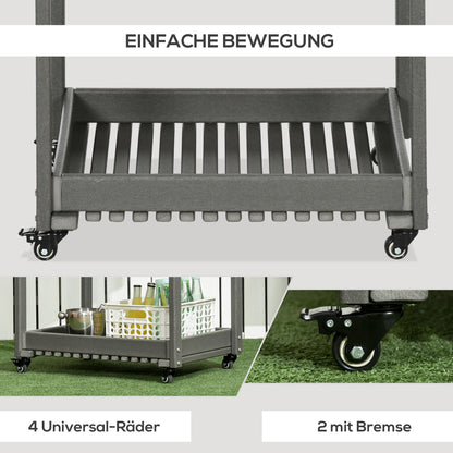 Tuinwagen – Tuintrolley – Serveerwagen – Bolderkar – Opbergen – 2 Ruime Planken – Water- en Corrosiebestendig HDPE