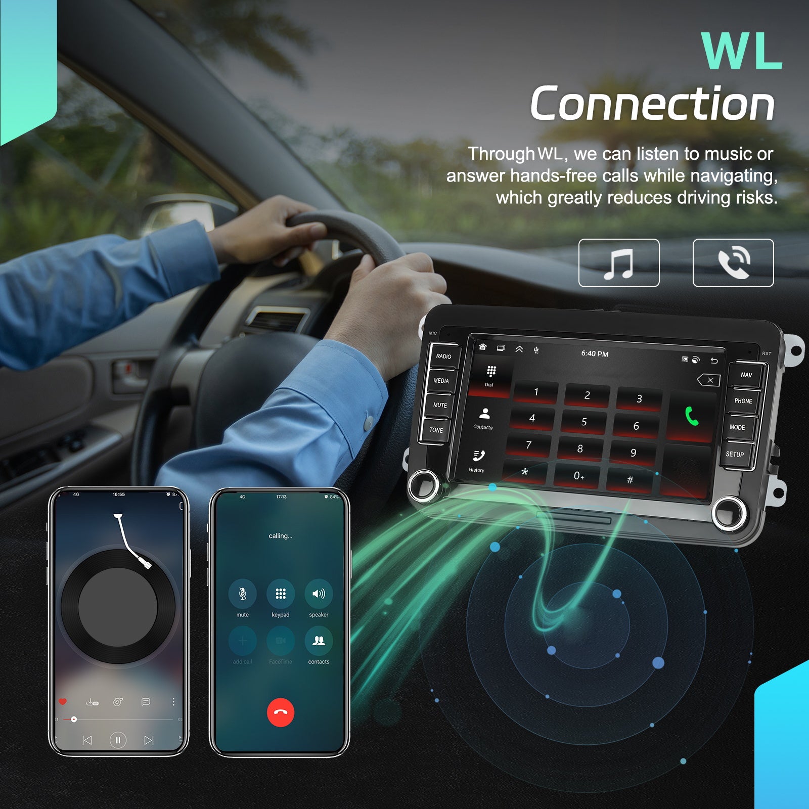 Autoradio – Car Stereo – Auto Radio – 1 DIN – 2 DIN – 7” Touchscreen – Android 15 – Qualcomm Octa-Core Processor – Draadloos CarPlay & Android Auto - QUORE