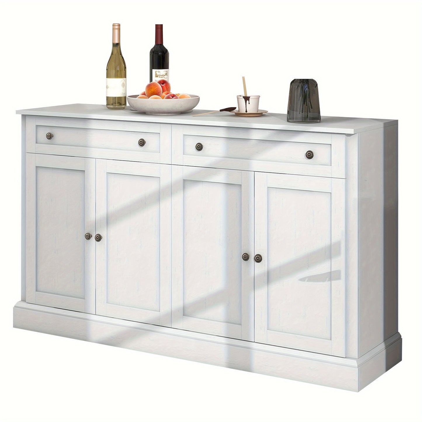 Ladekast – Opbergkast – Dressoir – Buffetkast – Woonkamerkast – Wit – 150 x 40 x 86 cm – Duurzaam Bamboe – Veel Opbergruimte