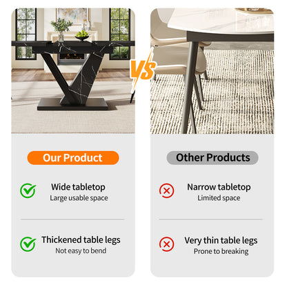 Uitschuiftafel – Uitklaptafel – Eettafel – Keukentafel – Verstelbare Tafel – Zwart Marmerpatroon – 120-160 x 75 cm – Ruimtebesparend & Duurzaam