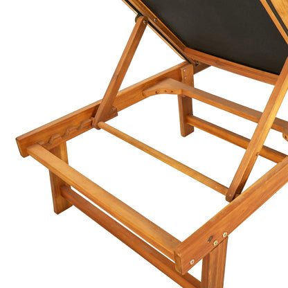 Ligstoel – Tuinstoel – Loungestoel – Ligbed – Verstelbare Rugleuning – Acaciahout – Waterbestendig Textiel