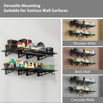 Heavy-Duty Wall Shelves for Garage Storage, Measuring 60.96X182.88 cm, Capable of Holding Up to 362.87 KG. This Set Includes Two Wall-Mounted Racks Suitable for Use in a Shop, Shed, Or Garage, Storage Racks
