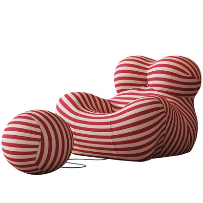 Lounge Chair – Relaxstoel – Fauteuil – Leunstoel – Lazy Sofa – Ergonomisch Design met Armleuningen – Direct Klaar voor Gebruik – Rood-Geel Gestreept